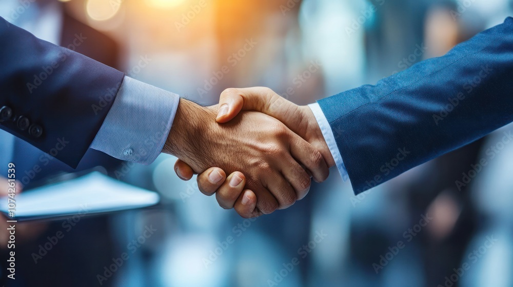 custom made wallpaper toronto digitalAn overhead view of a complex handshake involving multiple individuals, each dressed in business attire, against a blurred office background.