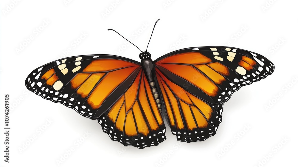 Fototapeta premium Butterfly on a white background 2D cartoon illustration