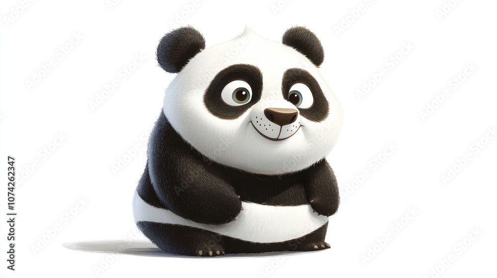 Fototapeta premium Cartoon panda character on a white background 2D illustration suitable for design and print projects