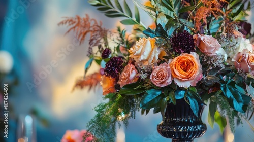 Elegant floral arrangement with decorative elements