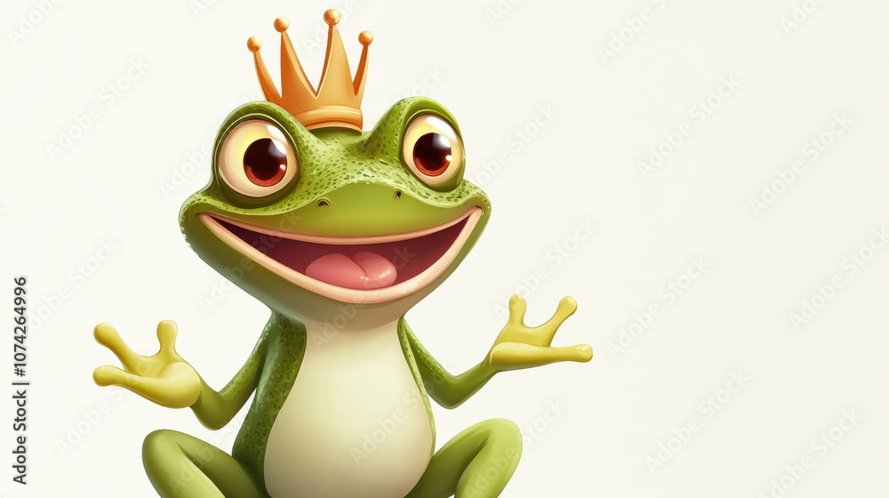 Cartoon illustration of a frog prince character Cartoon illustration of a frog prince character
