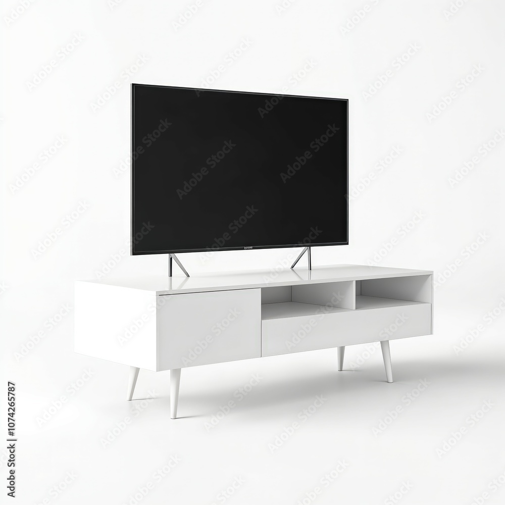Modern Minimalism: White TV Stand with Sleek Design Modern Minimalism: White TV Stand with Sleek Design