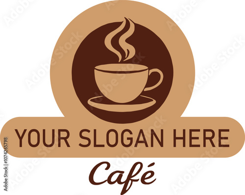 a cup of coffee with steam logo