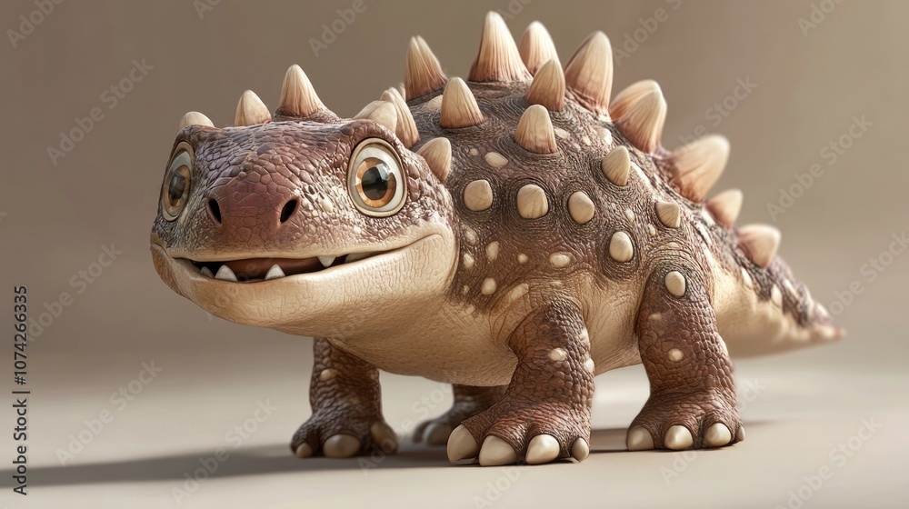 Obraz premium Adorable cartoon ankylosaurus dinosaur in motion