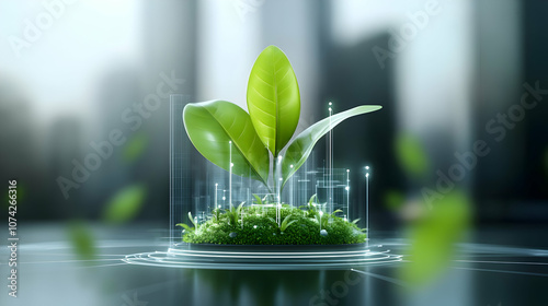 Green hydrogen factory concept. Hydrogen production from renewable energy sources. green production plant for a sensible futuristic
