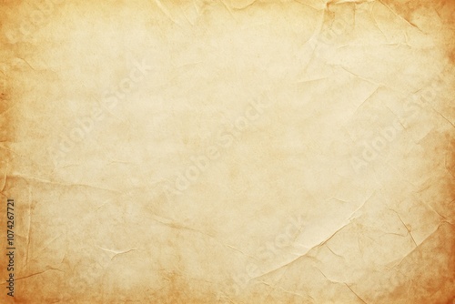 Old brown paper parchment background with distressed vintage stains and ink spatter and white faded shabby center, elegant antique beige color photo