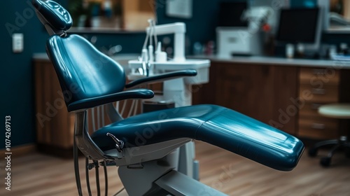 Medical dentist chair. Dental advertising photo