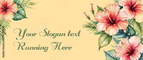 Hibiscus flower frame border with text space