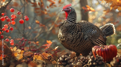 Vintage Picture Thanksgiving Day Turkey 8K Realistic Lighting photo