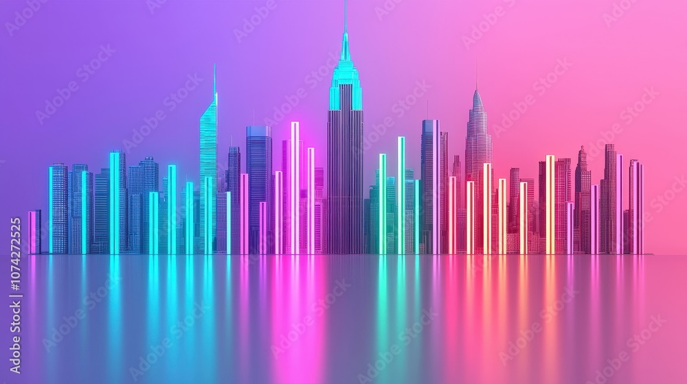 Futuristic Cityscape with Neon Lights and Reflections Futuristic Cityscape with Neon Lights and Reflections