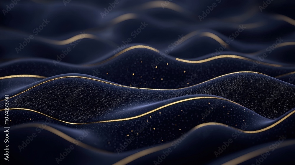 Obraz premium Abstract Blue and Gold Wavy Pattern Background