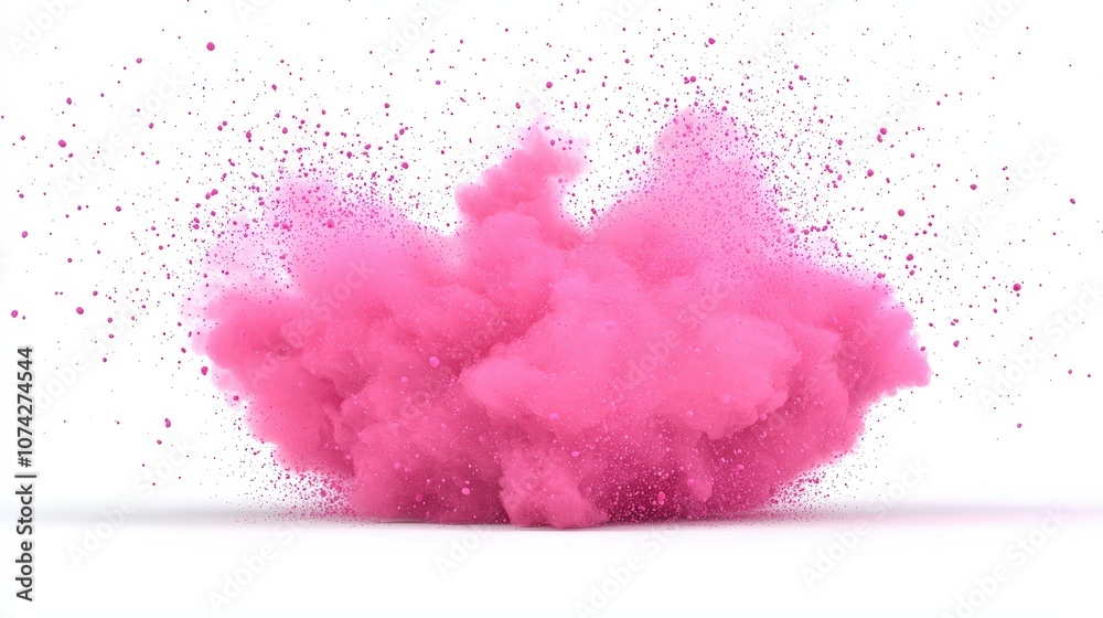 Fototapeta premium Pink Smoke Explosion on White Background Abstract Design Element