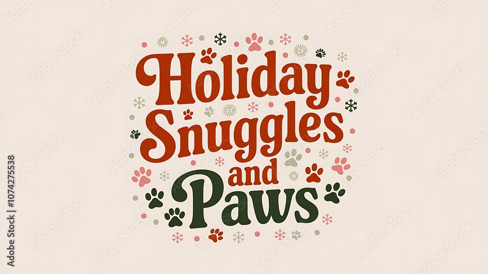 Fototapeta premium Holiday Snuggles and Paws Festive Graphic Design