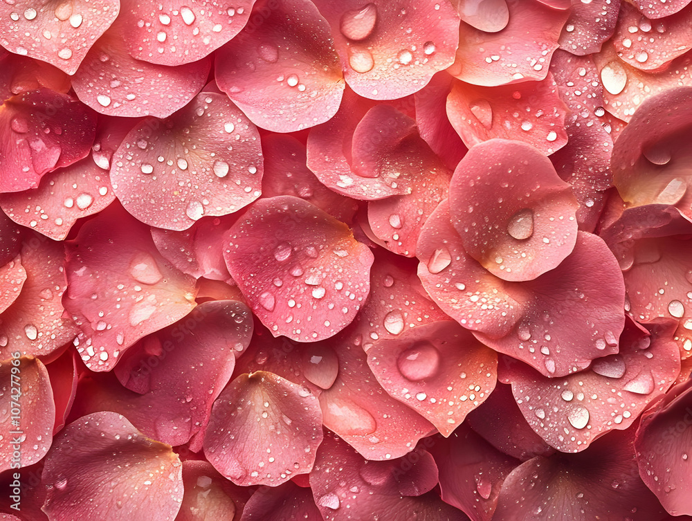Close-up of soft pink rose petals covered in dewdrops, showcasing beauty and freshness in nature. Close-up of soft pink rose petals covered in dewdrops, showcasing beauty and freshness in nature.