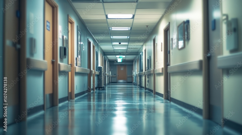 An indistinct view of a hospital surgery corridor, emphasizing the clean lines and modern architecture. An indistinct view of a hospital surgery corridor, emphasizing the clean lines and modern architecture.