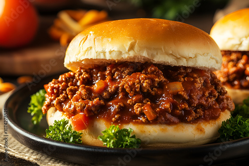 Delicious sloppy Joe scene on a plate photo