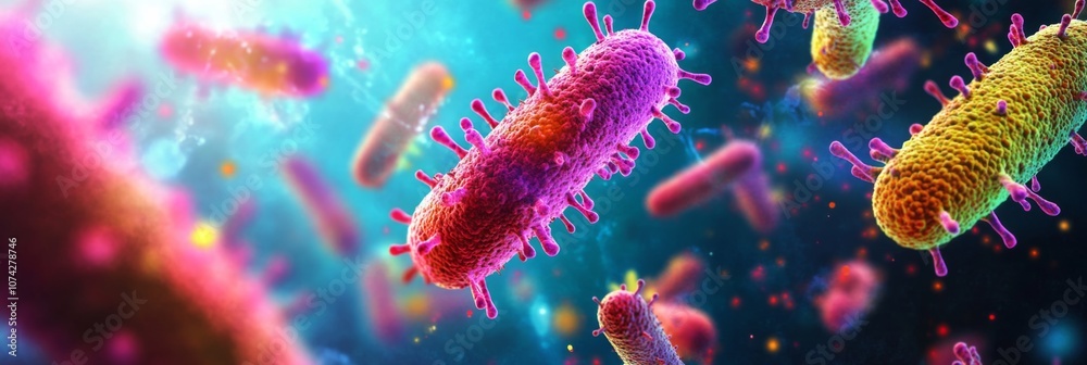 Naklejka premium Closeup group colorful bacteria are various shades An illustration