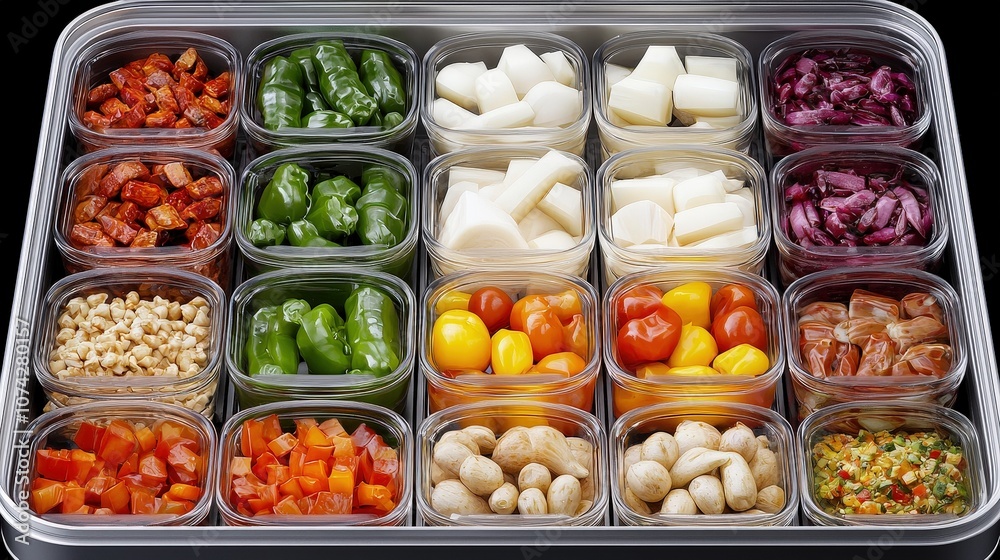 Organized Kitchen Cabinet Drawer with Fresh Vegetables and Preserves