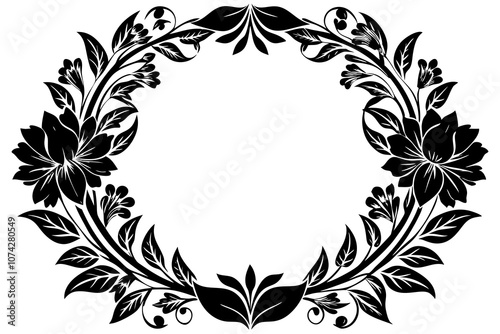 A vector drawing represents floral frame design vector art illustration