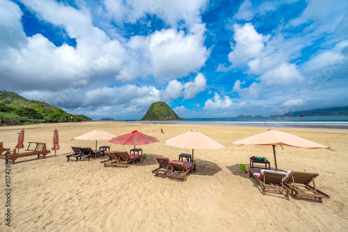 Beautiful tropical beach on Red Island (Pulau Merah) coast