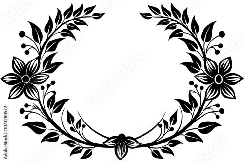 A vector drawing represents floral frame design vector art illustration