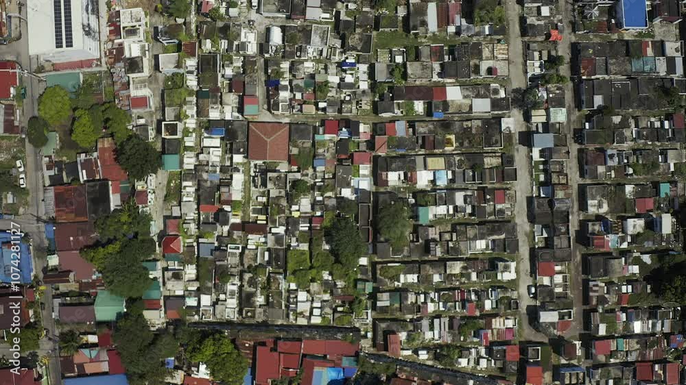 4K Drone Aerial of Philippines Manila Cemetery Graveyard Slums 4K Drone Aerial of Philippines Manila Cemetery Graveyard Slums