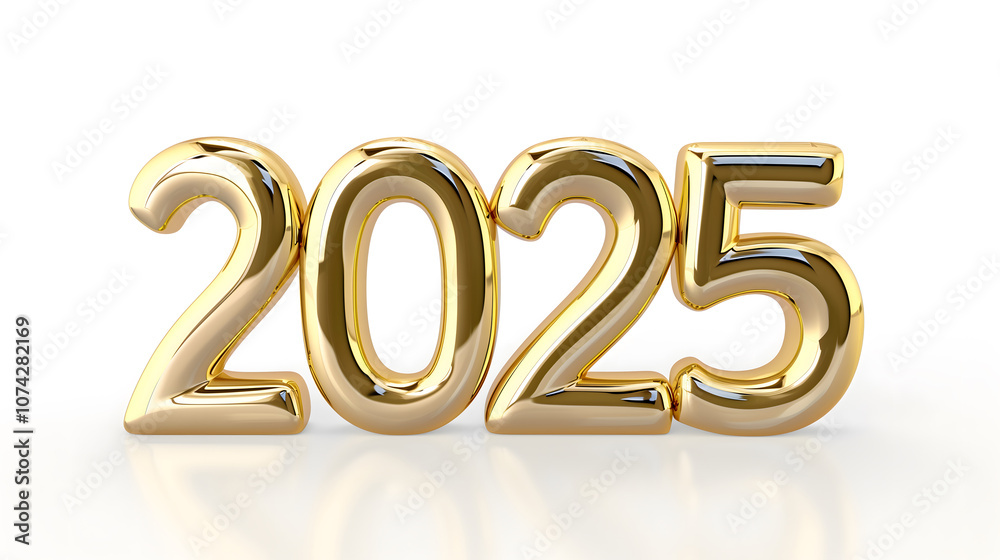 2025 Happy New Year with Golden Shiny Number