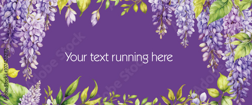 Wisteria frame border watercolor background