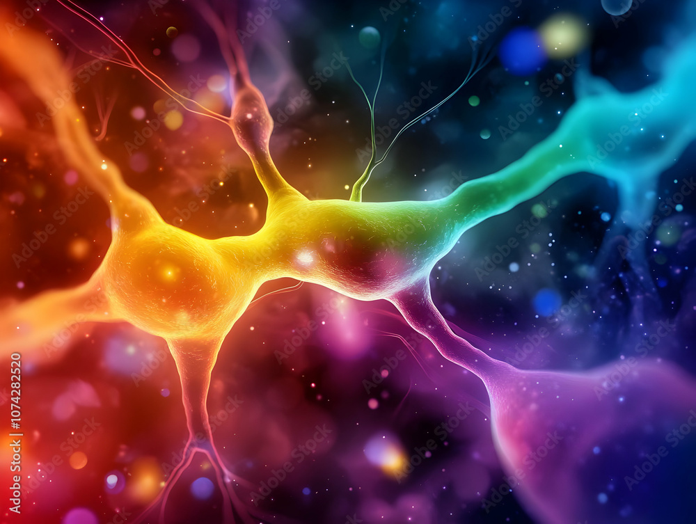 Naklejka premium Vibrant abstract representation of neural connections illustrating the complexity of the human brain.