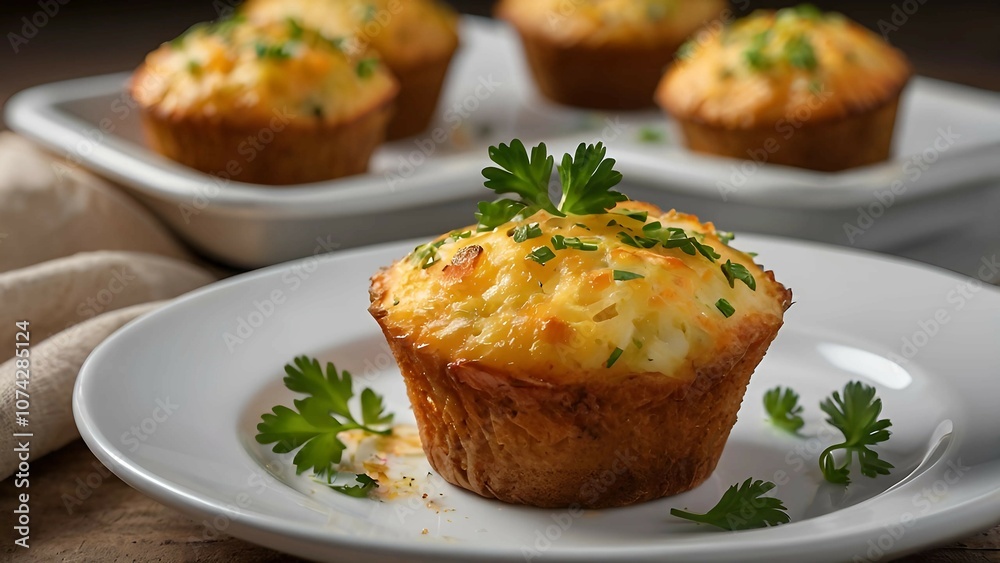 Savory Cheese Muffins with Parsley Garnish Savory Cheese Muffins with Parsley Garnish