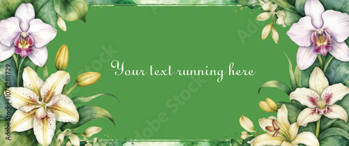 Orchid flower frame border background