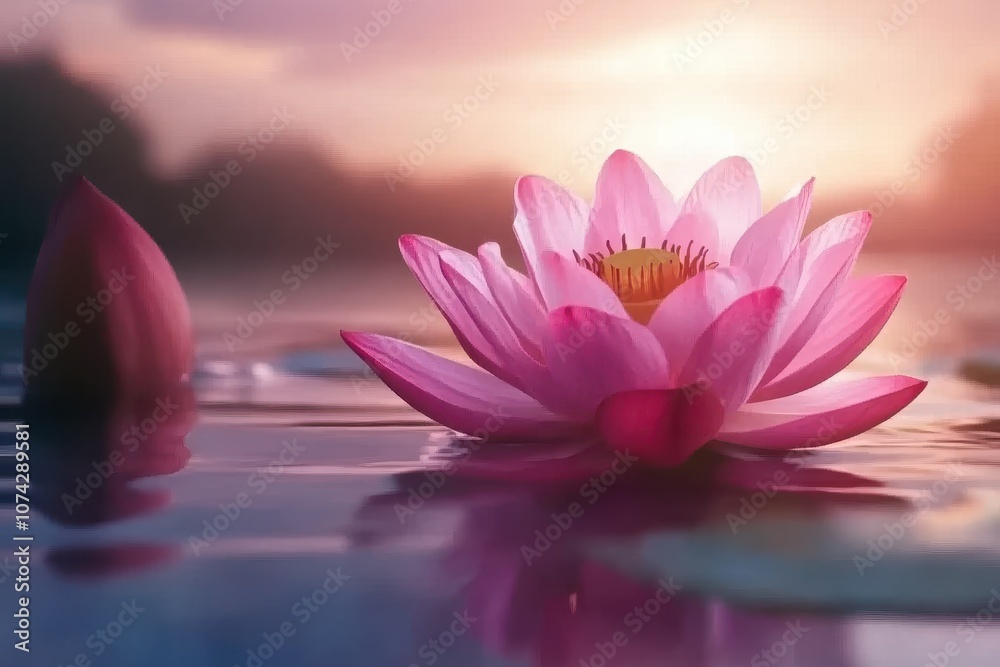 Serene Pink Flower in Soft Focus Under Gentle Light Serene Pink Flower in Soft Focus Under Gentle Light