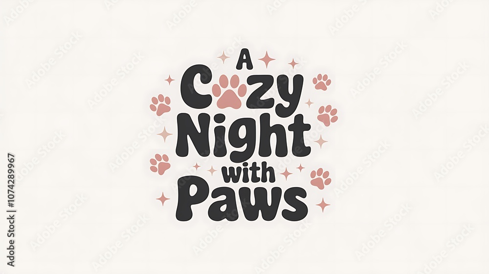 A Cozy Night with Paws Graphic Design A Cozy Night with Paws Graphic Design