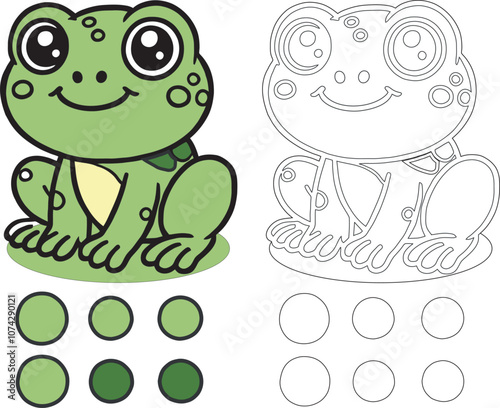 Minimalist frog coloring page with lines