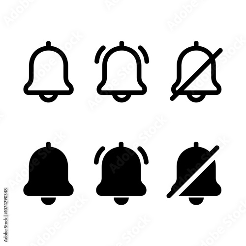 Notification bell icon set. Alarm symbol. Ringing bells reminder icon , icon inbox message. 