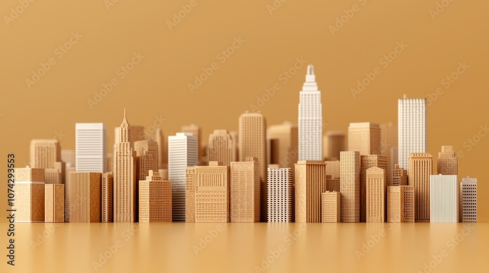 Obraz premium Cardboard Cityscape Model Architecture Design Construction Urban Development