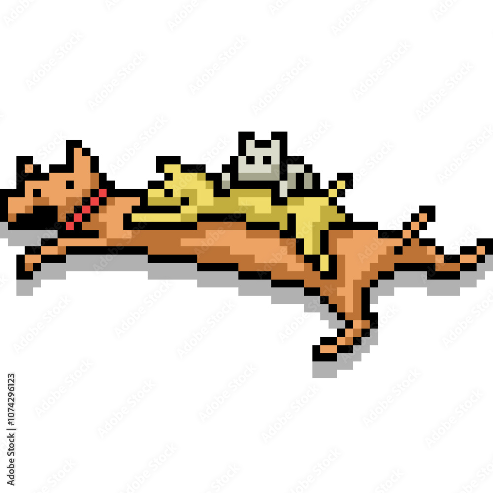 Fototapeta premium pixel art of dog parent puppy
