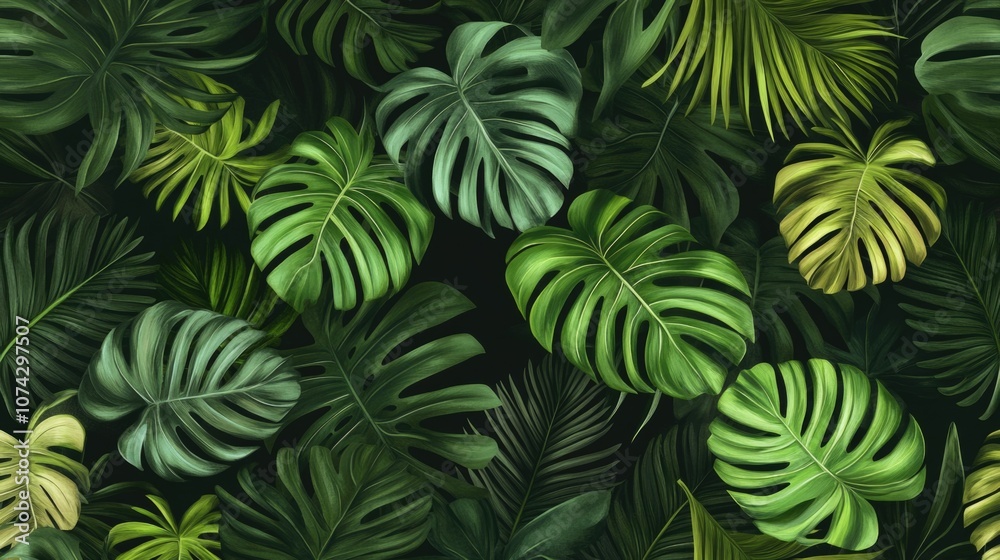 Green Leaves on Black Background Green Leaves on Black Background