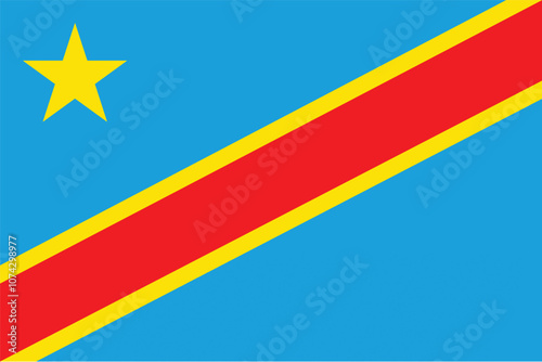 Nationall flag of Democratic Republic of the Congo Vector illustration
