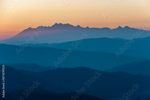 Tatry o zachodzie słońca photo