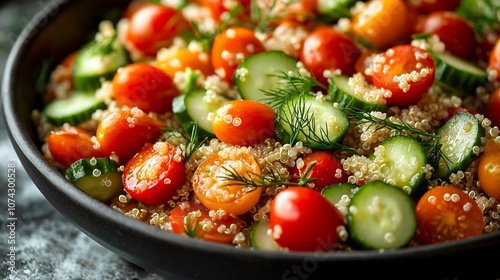 Nourishing Quinoa Salad with Fresh Tomatoes,Cucumbers,and Aromatic Dill