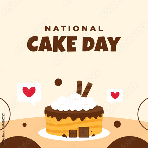 National Cake Day Design Flat Illustration