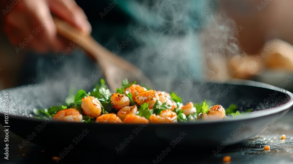 Sautéed Shrimp in Pan with Fresh Herbs Sautéed Shrimp in Pan with Fresh Herbs
