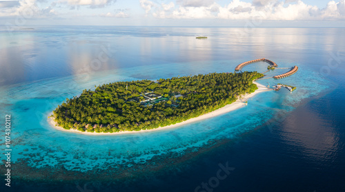 Fototapeta Naklejka Na Ścianę i Meble -  Aerial views of Gaafu Dhaalu Atoll Maguhdhuvaa Island, Maldives