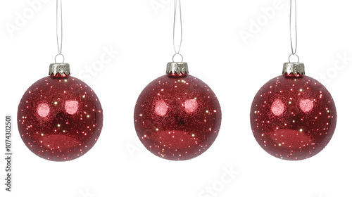 Christmas red decorations isolated on white background