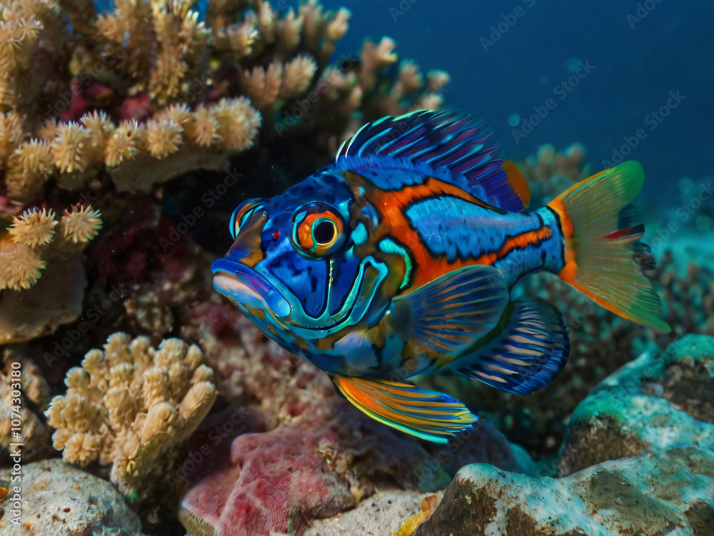 Mandarin fish in the sea