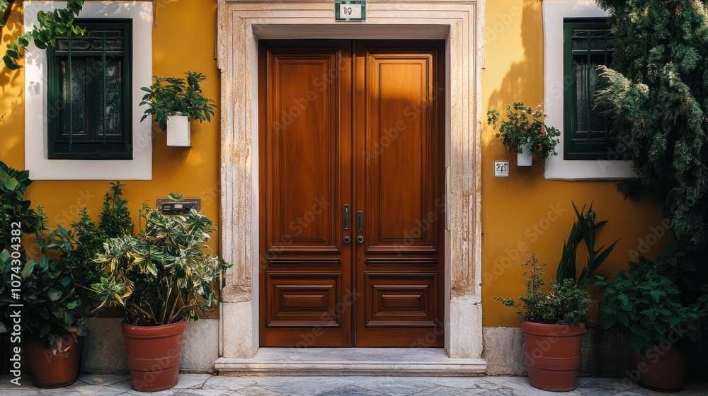 Yellow Building with Double Door Yellow Building with Double Door