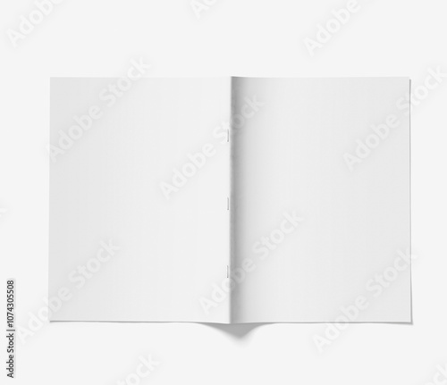 blank magazine BOOK open on white background