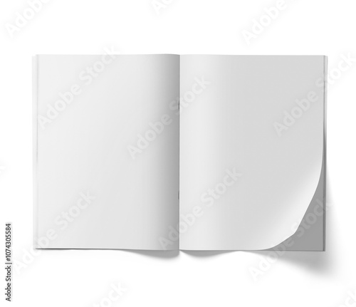 blank magazine BOOK open on white background