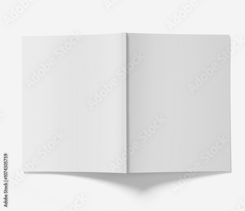 blank magazine BOOK open on white background